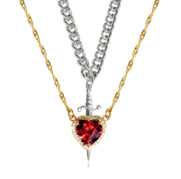 Lanthy Heart & Sword Promise Necklace